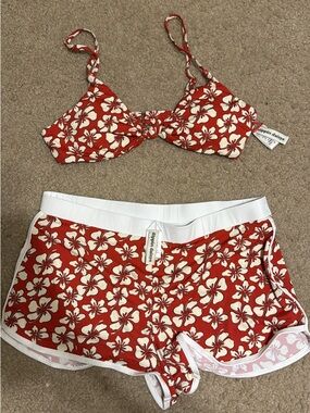Dippin' Daisy's Red & White Floral Bikini Set Size M